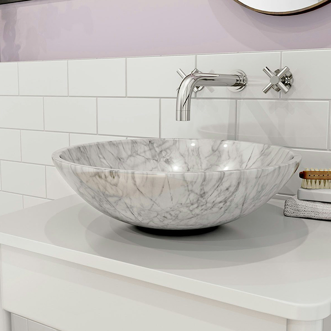Mode Hale 430mm Countertop Basin - White & Grey Marble - Victorian Plumbing