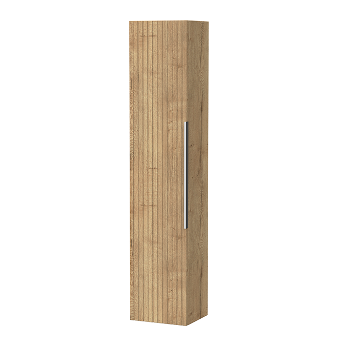 Fluted Storage Unit Milan Fluted Autumn Oak Wall Hung Tall Storage Unit - Victorian Plumbing