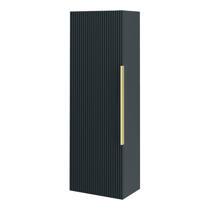 Fluted Storage Unit Venice Fluted Wall Hung Tall Storage Cabinet - Satin Anthracite With ...