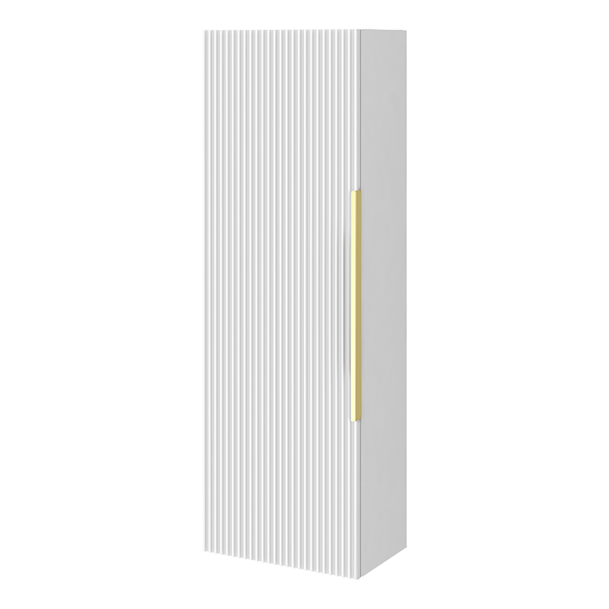 Fluted Storage Unit Venice Fluted Wall Hung Tall Storage Cabinet - Satin White With Brushed ...