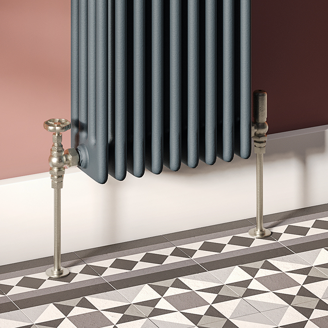 Arezzo 180mm Satin Nickel 15mm Pipe Kit For Radiator Valves - Victorian ...