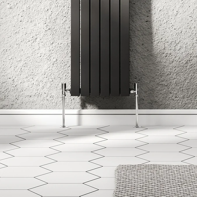 Arezzo Modern Angled Radiator Valves And Pipe Set - Chrome - Victorian ...