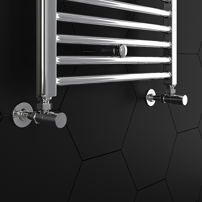 Arezzo Modern Angled Radiator Valves And Pipe Set - Chrome - Victorian ...