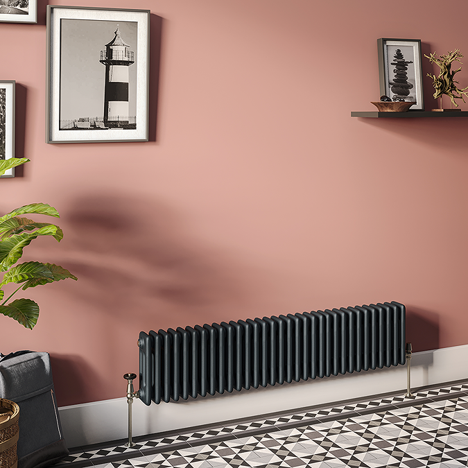 300 High Radiator Keswick 300 X 1370mm Cast Iron Style Traditional 3 Column Anthracite ...