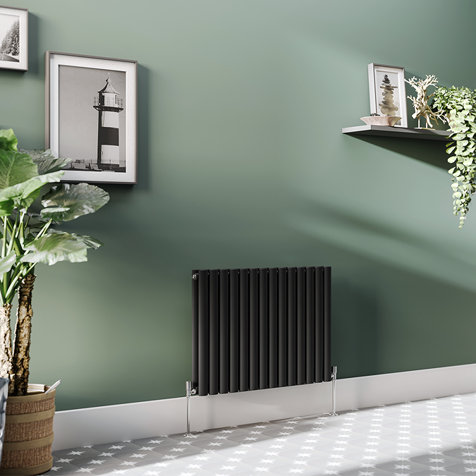 Metro Horizontal Radiator - Matt Black - Double Panel (600mm High ...