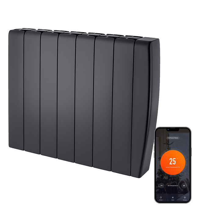 Smart Core Radiators TCP Smart 2000W Black Ceramic Panel Energy Saving Electric Radiator ...