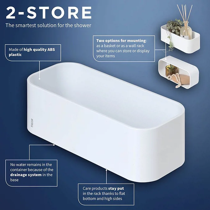 Tiger 2-Store Wall Rack/Shower Basket - White - Victorian Plumbing
