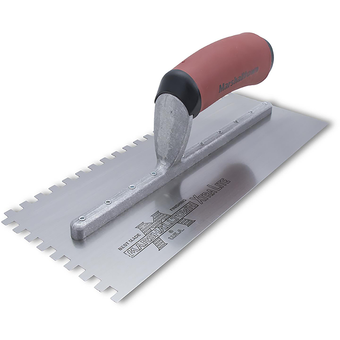 Marshalltown 8mm Square Notched Trowel - Carbon Steel - DuraSoft Handle ...