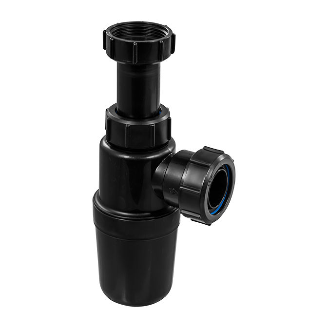 McAlpine Black Adjustable Inlet Bottle Trap With 1.25â ?Multifit Outlet ...