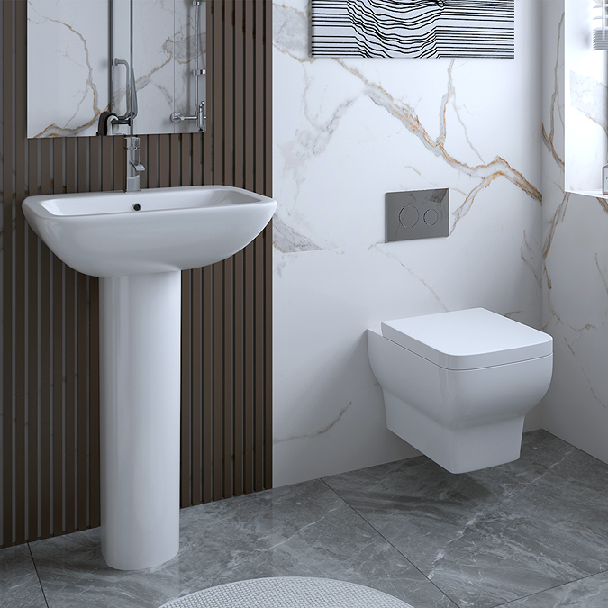 Potenza Wall Hung Modern Bathroom Suite - Victorian Plumbing
