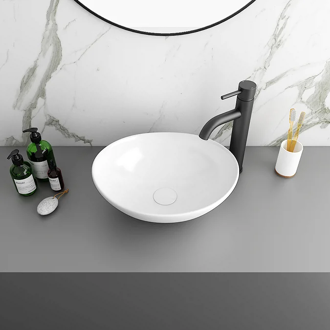 Arezzo Countertop Basin Unit - Blue With Brushed Brass Handles - 600mm ...