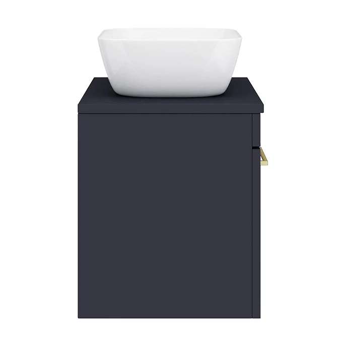Arezzo Wall Hung Countertop Basin Unit - Blue With Brushed Brass Handle ...